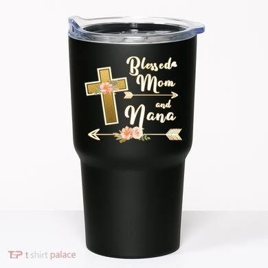 Blessed Mom And Nana Cross Floral  Tumbler