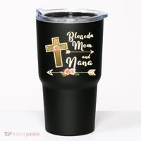 Blessed Mom And Nana Cross Floral  Tumbler thumb 0