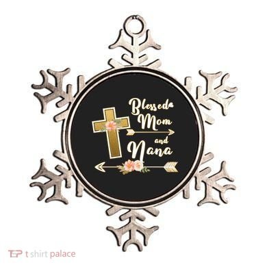 Blessed Mom And Nana Cross Floral  Ornament