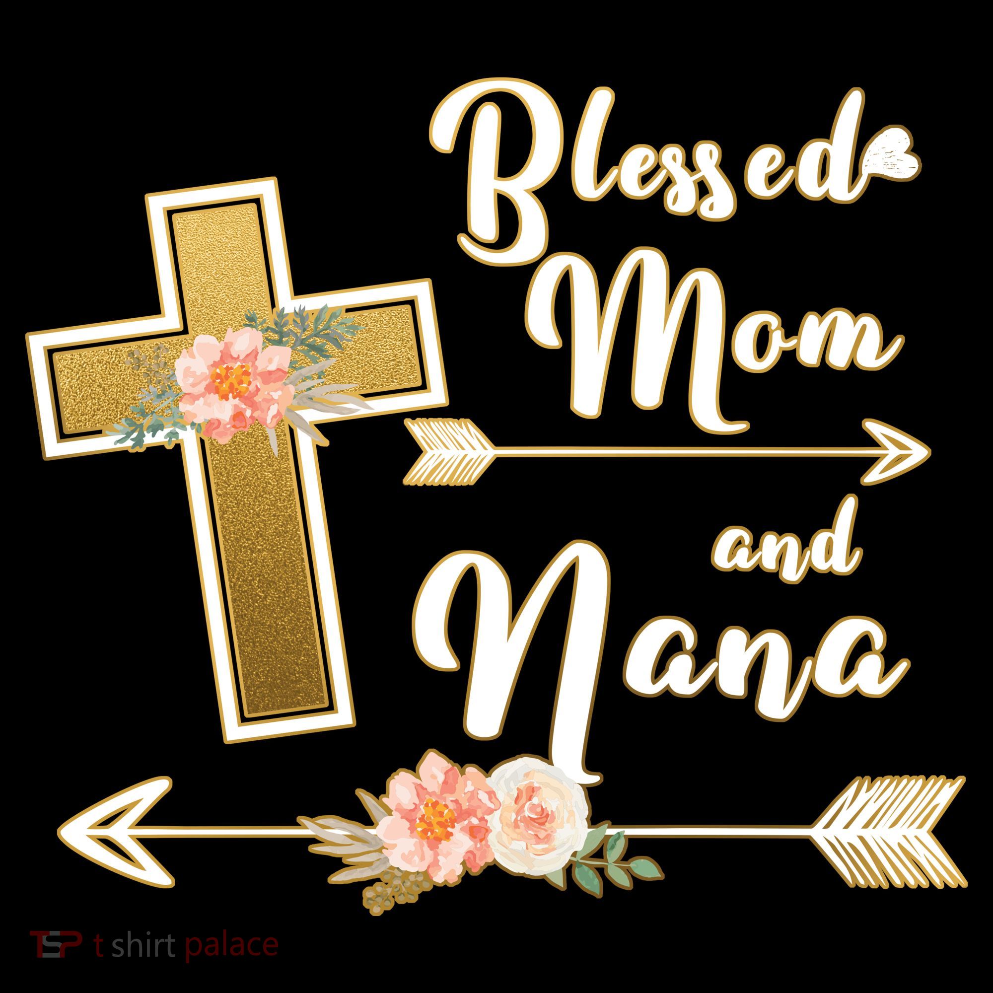 Blessed Mom And Nana Cross Floral  Ornament