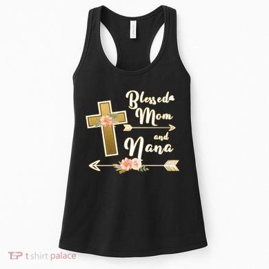 Blessed Mom And Nana Cross Floral  Women's Tank Top