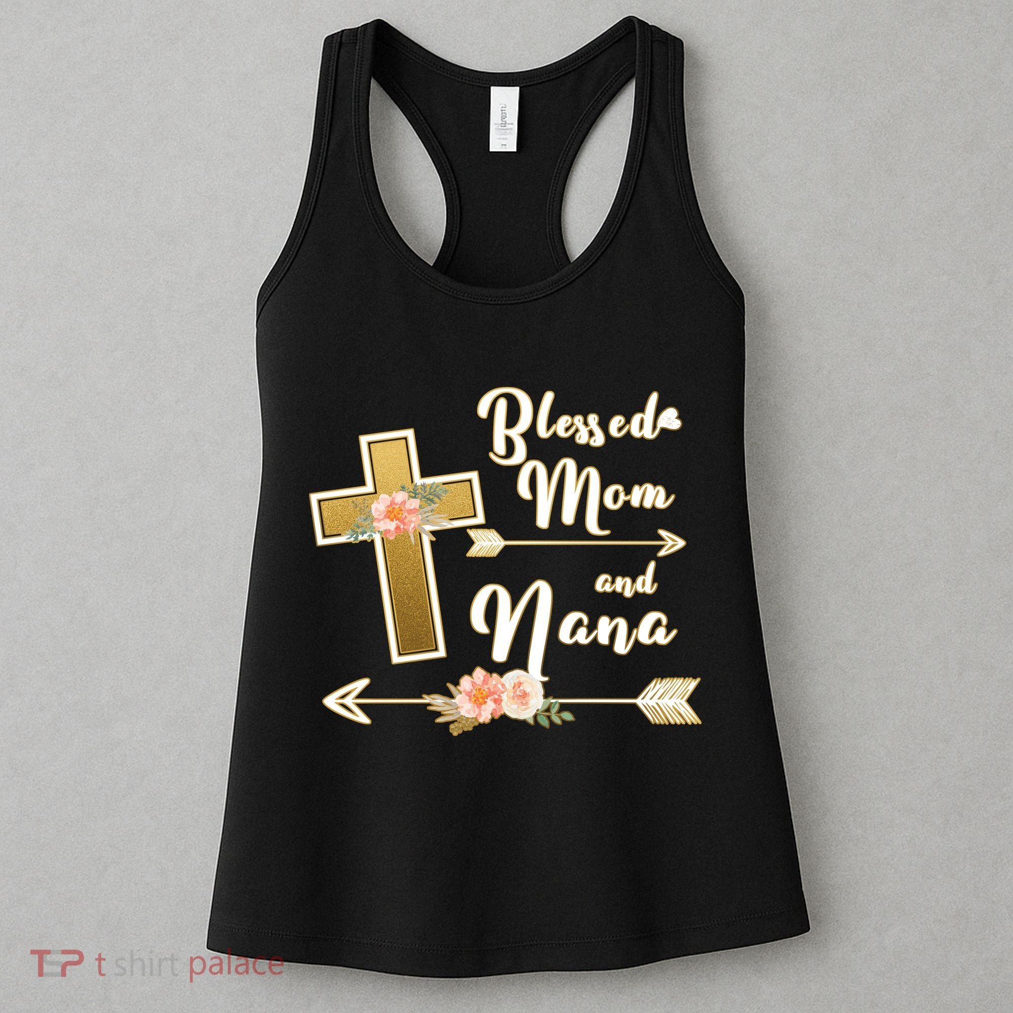 Blessed Mom And Nana Cross Floral  Women's Tank Top