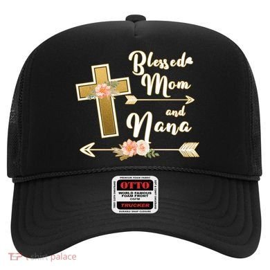 Blessed Mom And Nana Cross Floral  Hat