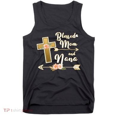 Blessed Mom And Nana Cross Floral  Tank Top