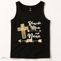 Blessed Mom And Nana Cross Floral  Tank Top thumb 2