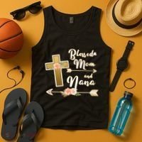 Blessed Mom And Nana Cross Floral  Tank Top thumb 4