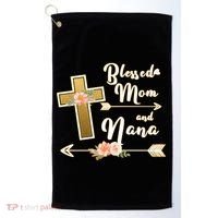 Blessed Mom And Nana Cross Floral  Golf Towel thumb 0