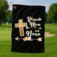 Blessed Mom And Nana Cross Floral  Golf Towel thumb 1