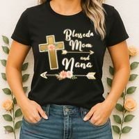 Blessed Mom And Nana Cross Floral  Women's T-Shirt thumb 2