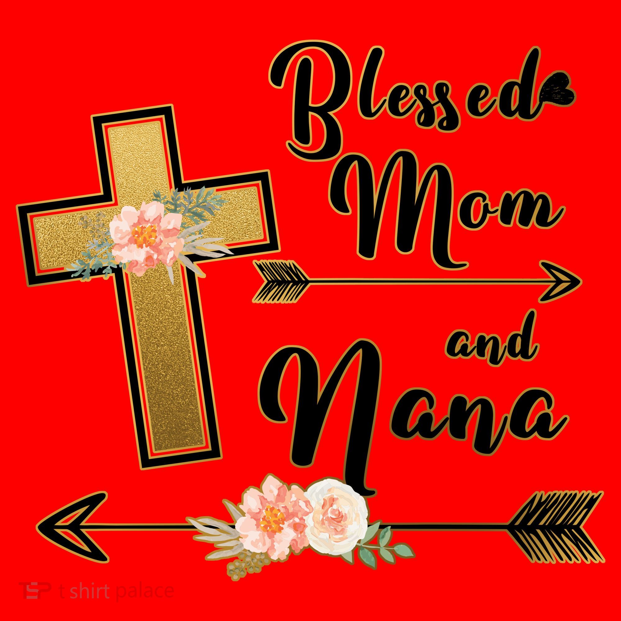 Blessed Mom And Nana Cross Floral  Santa Hat