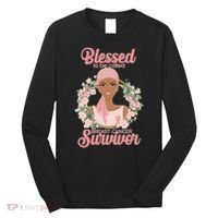 Blessed To Be Call Breast Cancer Survivor Pink Warrior Long Sleeve Shirt thumb 0