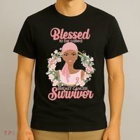 Blessed To Be Call Breast Cancer Survivor Pink Warrior T-Shirt thumb 3