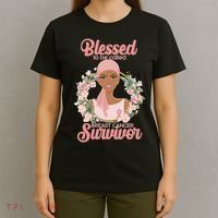 Blessed To Be Call Breast Cancer Survivor Pink Warrior T-Shirt thumb 4