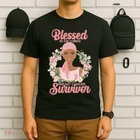 Blessed To Be Call Breast Cancer Survivor Pink Warrior T-Shirt thumb 6
