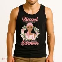 Blessed To Be Call Breast Cancer Survivor Pink Warrior Tank Top thumb 3
