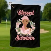 Blessed To Be Call Breast Cancer Survivor Pink Warrior Golf Towel thumb 1