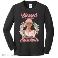 Blessed To Be Call Breast Cancer Survivor Pink Warrior Kids Long Sleeve Shirt thumb 0