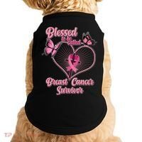 Blessed To Be Called Breast Cancer Survivor Butterflies Ribbon Cross Doggie Tank thumb 0