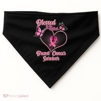 Blessed To Be Called Breast Cancer Survivor Butterflies Ribbon Cross USA-Made Doggie Bandana thumb 0