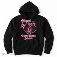 Blessed To Be Called Breast Cancer Survivor Butterflies Ribbon Cross Hoodie thumb 0