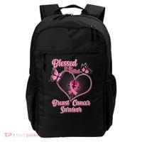Blessed To Be Called Breast Cancer Survivor Butterflies Ribbon Cross Backpack thumb 0