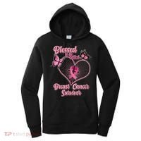 Blessed To Be Called Breast Cancer Survivor Butterflies Ribbon Cross Women's Hoodie thumb 0