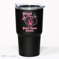 Blessed To Be Called Breast Cancer Survivor Butterflies Ribbon Cross Tumbler thumb 0
