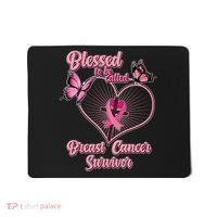 Blessed To Be Called Breast Cancer Survivor Butterflies Ribbon Cross Mousepad thumb 0
