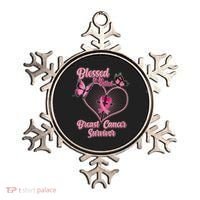 Blessed To Be Called Breast Cancer Survivor Butterflies Ribbon Cross Ornament thumb 0
