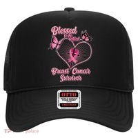 Blessed To Be Called Breast Cancer Survivor Butterflies Ribbon Cross Hat thumb 0