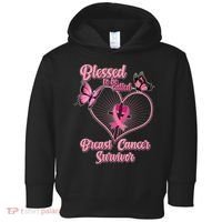 Blessed To Be Called Breast Cancer Survivor Butterflies Ribbon Cross Toddler Hoodie thumb 0