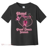 Blessed To Be Called Breast Cancer Survivor Butterflies Ribbon Cross Toddler T-Shirt thumb 0
