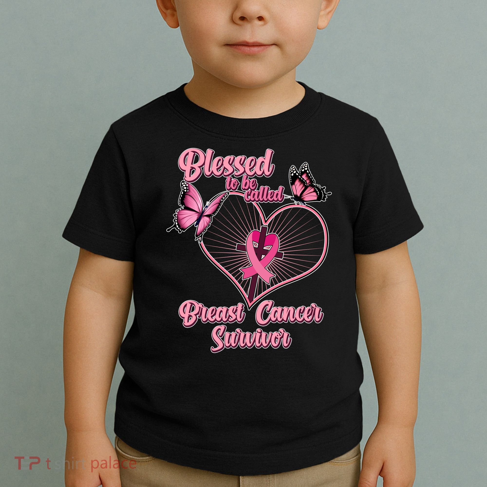Blessed To Be Called Breast Cancer Survivor Butterflies Ribbon Cross Toddler T-Shirt