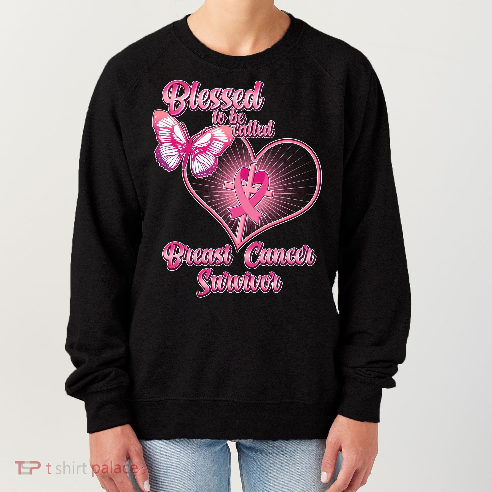 Blessed To Be Called Breast Cancer Survivor Pink Ribbon Cross Women's Sweatshirt