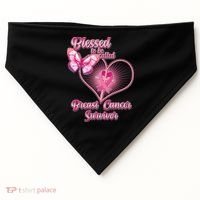 Blessed To Be Called Breast Cancer Survivor Pink Ribbon Cross USA-Made Doggie Bandana thumb 0