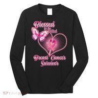 Blessed To Be Called Breast Cancer Survivor Pink Ribbon Cross Long Sleeve Shirt thumb 0