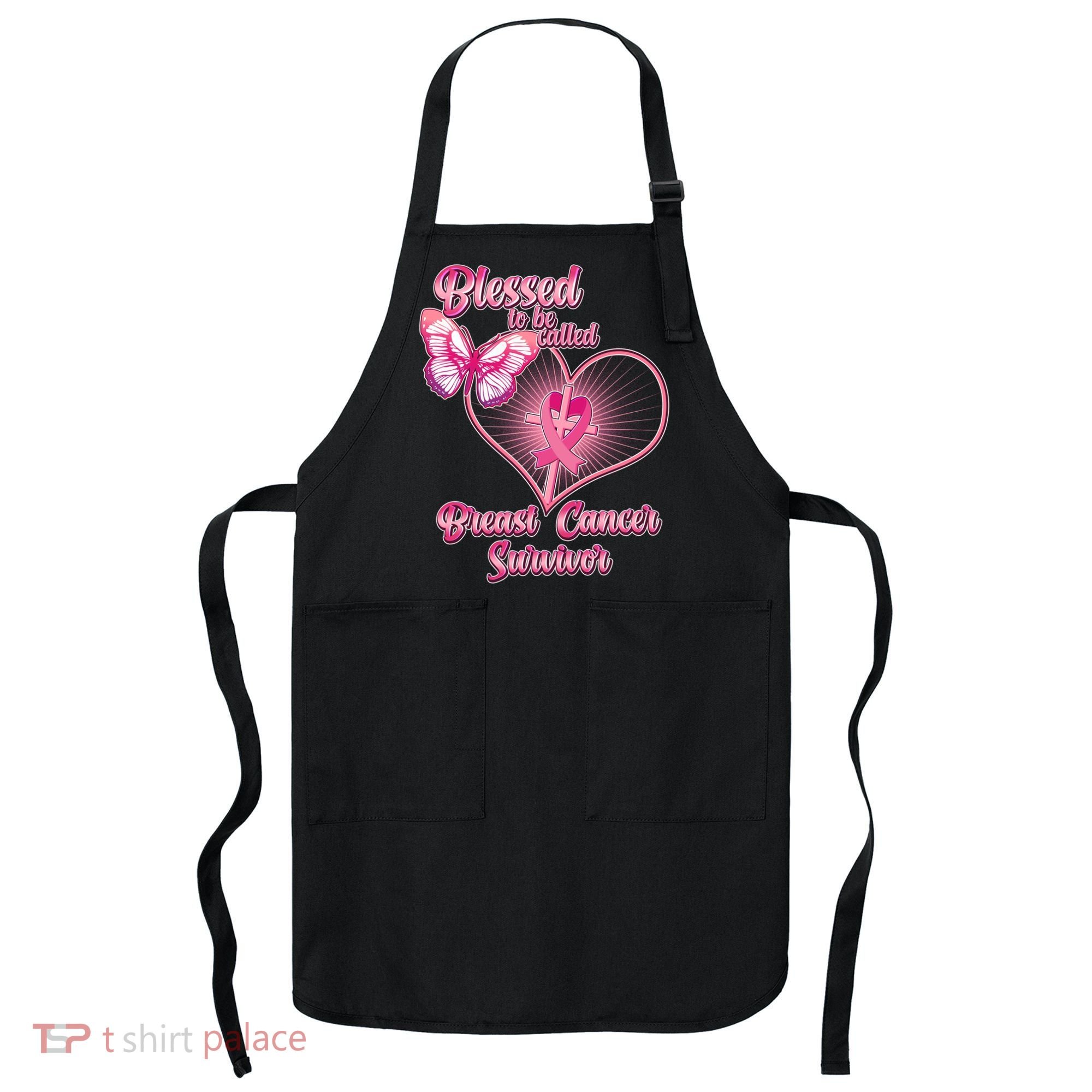 Blessed To Be Called Breast Cancer Survivor Pink Ribbon Cross Apron