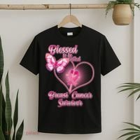 Blessed To Be Called Breast Cancer Survivor Pink Ribbon Cross T-Shirt thumb 2