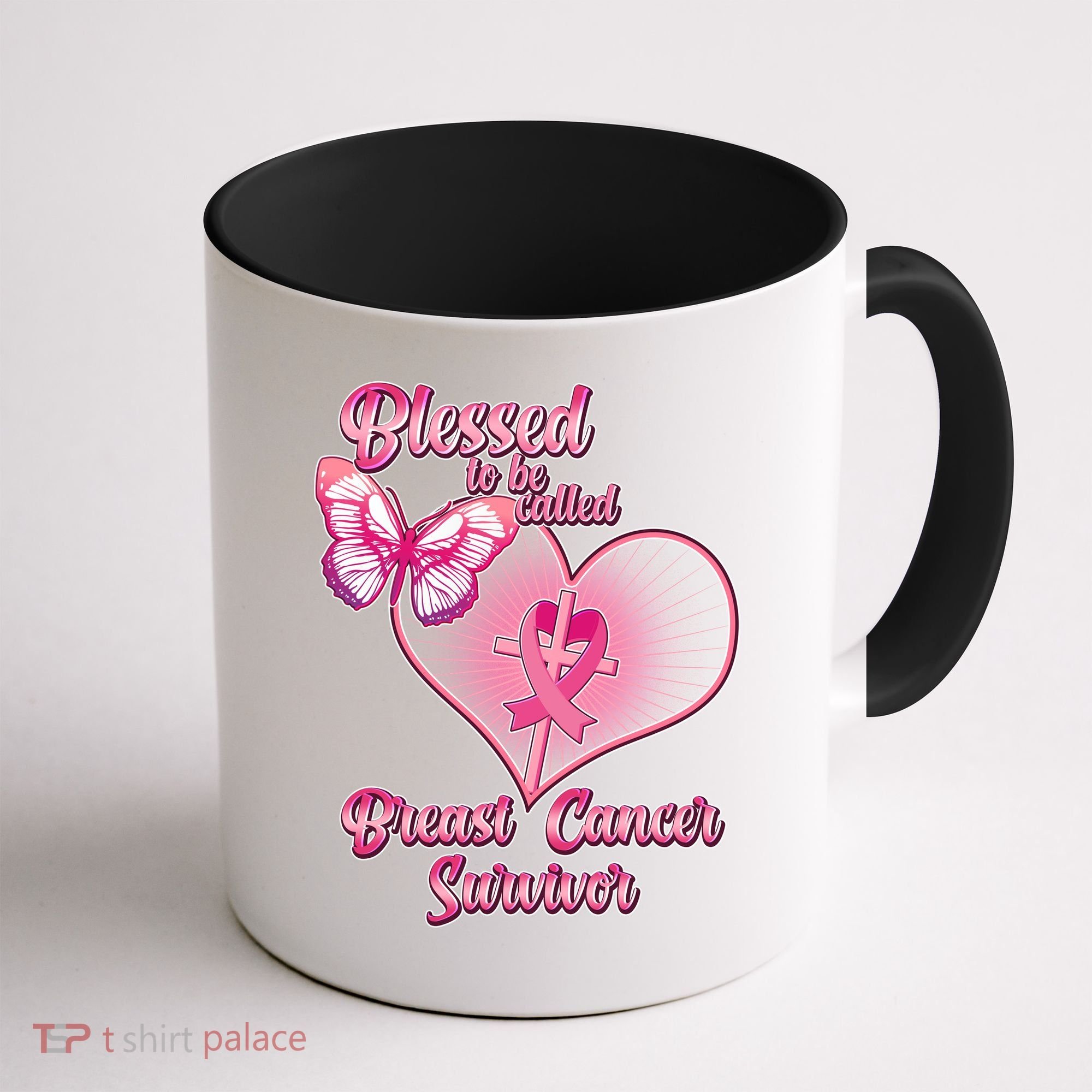 Blessed To Be Called Breast Cancer Survivor Pink Ribbon Cross Coffee Mug