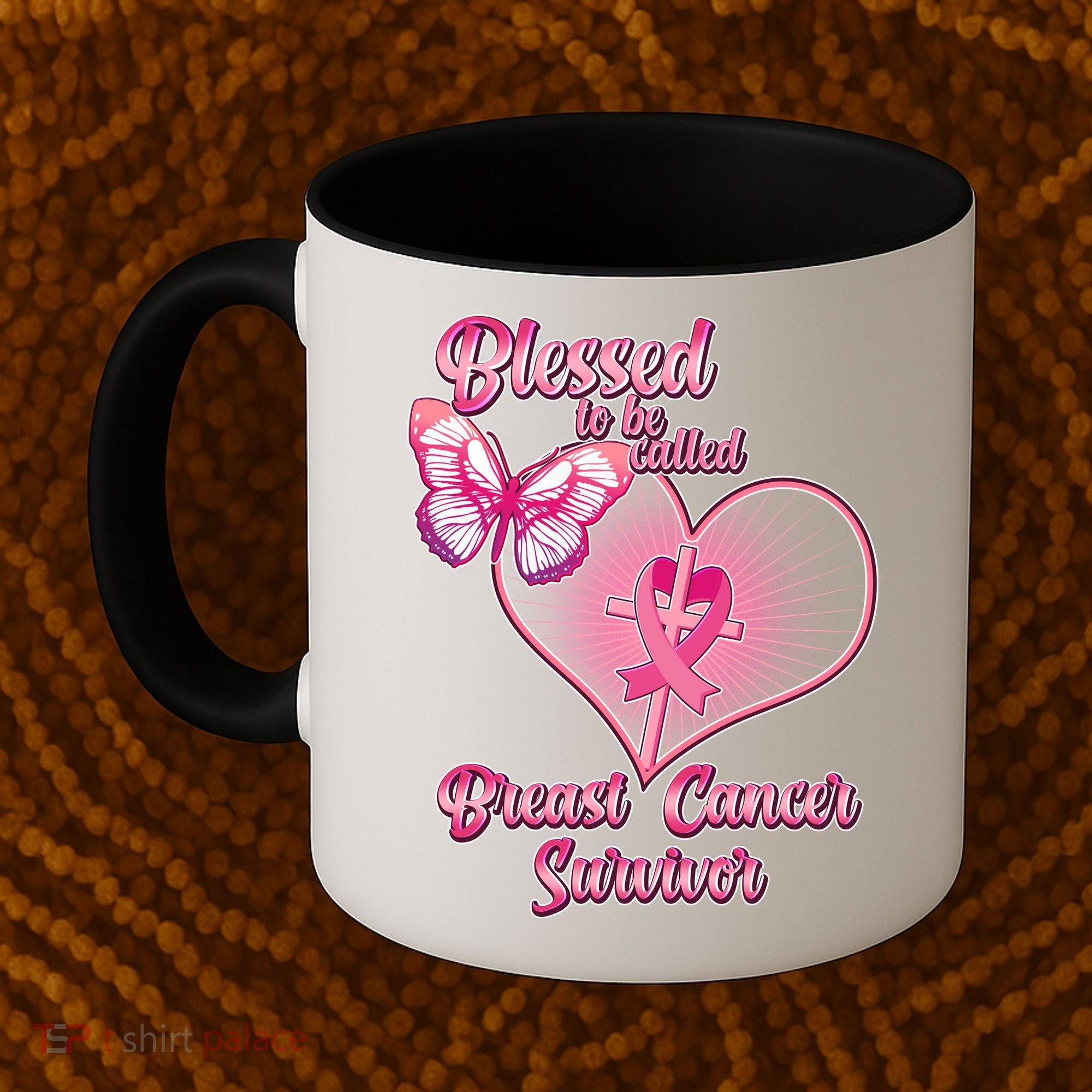 Blessed To Be Called Breast Cancer Survivor Pink Ribbon Cross Coffee Mug