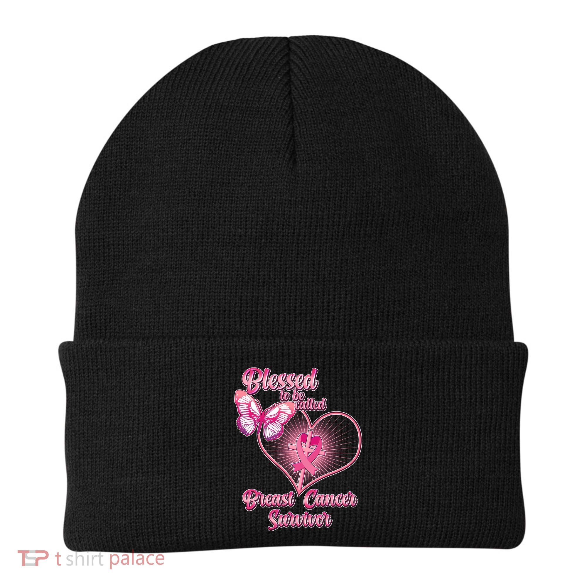 Blessed To Be Called Breast Cancer Survivor Pink Ribbon Cross Beanie
