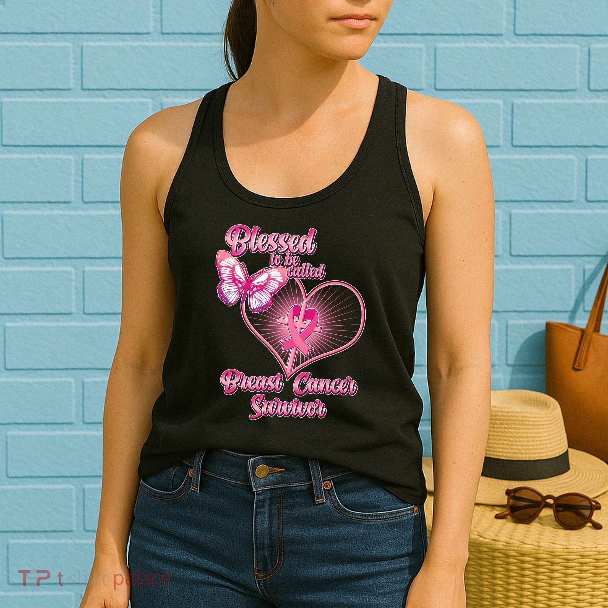 Blessed To Be Called Breast Cancer Survivor Pink Ribbon Cross Women's Tank Top