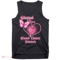 Blessed To Be Called Breast Cancer Survivor Pink Ribbon Cross Tank Top thumb 0