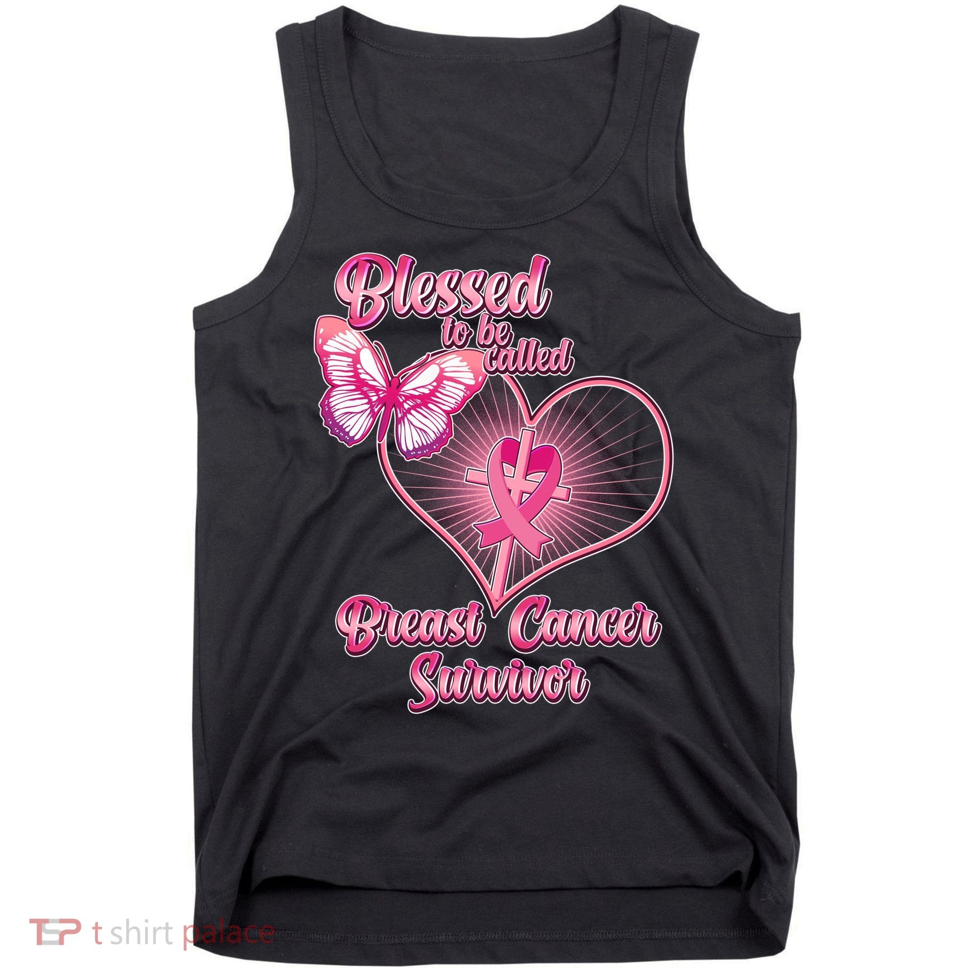 Blessed To Be Called Breast Cancer Survivor Pink Ribbon Cross Tank Top
