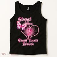 Blessed To Be Called Breast Cancer Survivor Pink Ribbon Cross Tank Top thumb 2