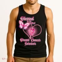 Blessed To Be Called Breast Cancer Survivor Pink Ribbon Cross Tank Top thumb 3