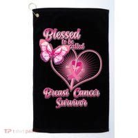 Blessed To Be Called Breast Cancer Survivor Pink Ribbon Cross Golf Towel thumb 0