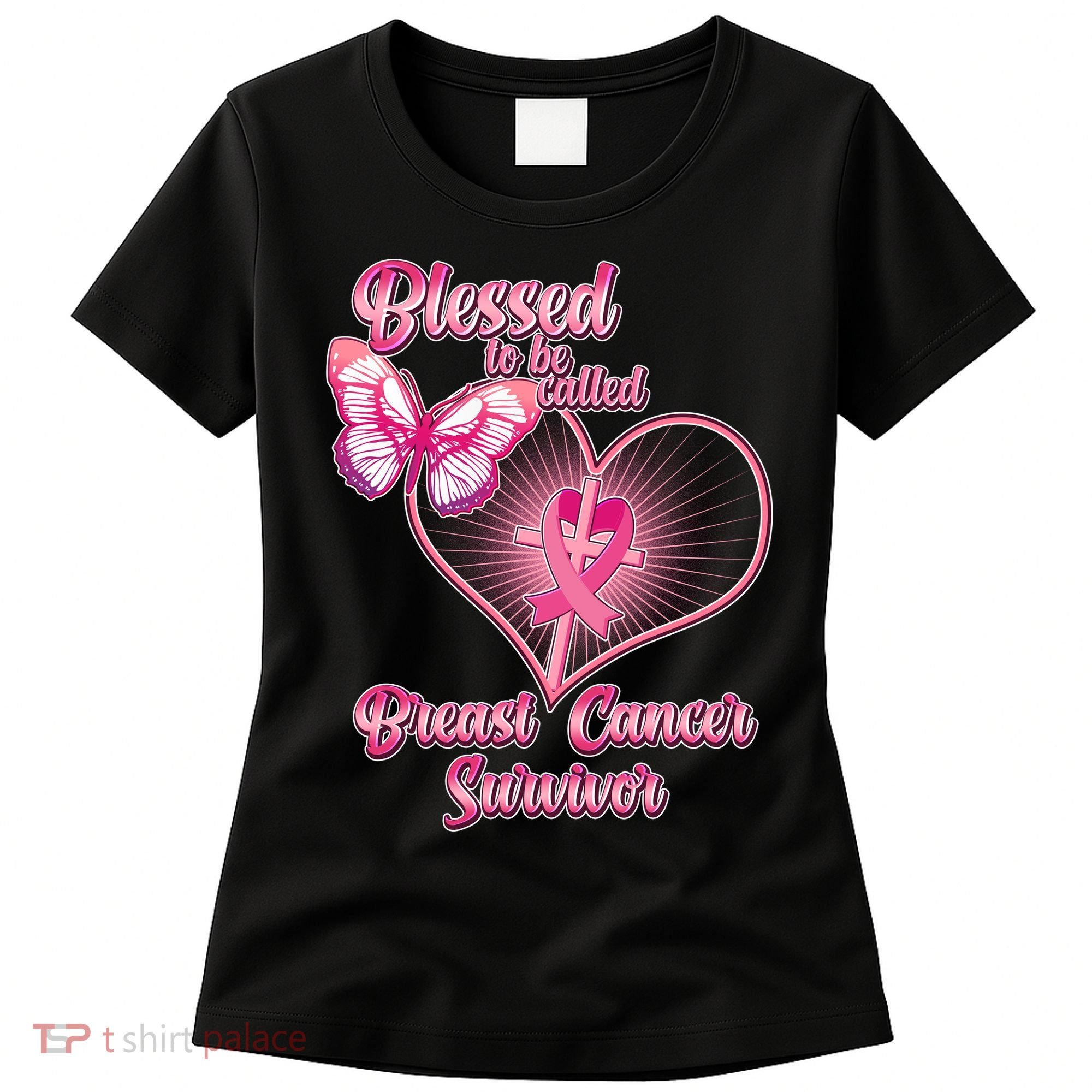 Blessed To Be Called Breast Cancer Survivor Pink Ribbon Cross Women's T-Shirt