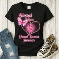 Blessed To Be Called Breast Cancer Survivor Pink Ribbon Cross Women's T-Shirt thumb 3
