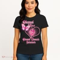 Blessed To Be Called Breast Cancer Survivor Pink Ribbon Cross Women's T-Shirt thumb 4